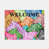 Farbenfrohe Regenbogen Zebra Willkommen Fußmatte (Vorderseite)