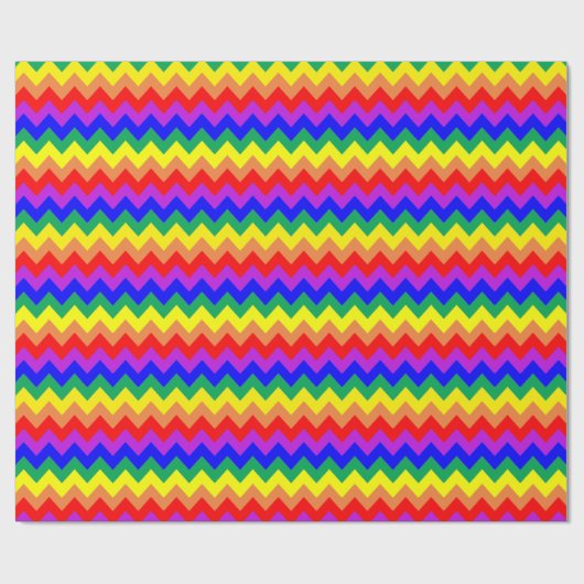 Farbenfrohe Regenbogen Zickzack gestreift Multicol Geschenkpapier (Flach)