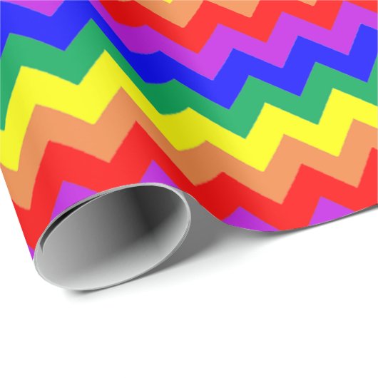 Farbenfrohe Regenbogen Zickzack gestreift Multicol Geschenkpapier (Rolleneckpunkt)