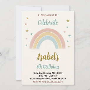 Farbenfrohe Regenbogen zum Geburtstag Einladung