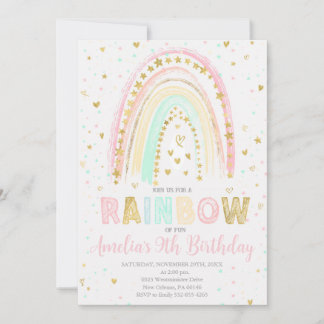Farbenfrohe Regenbogen zum Geburtstag, Regenbogen Einladung