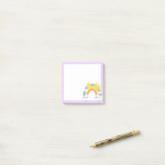 Farbenfrohe Regenbogenästhetik Post-it Klebezettel (Auf Schreibtisch)