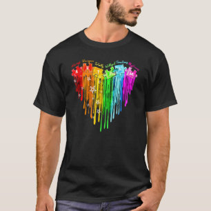 Farbenfrohe Regenbogenautismus Wasserfarbenes Herz T-Shirt