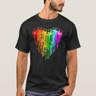 Farbenfrohe Regenbogenautismus Wasserfarbenes Herz T-Shirt