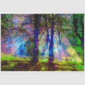 Farbenfrohe Regenbogenbäume magischer Wald Dekoupa Seidenpapier (Vorderseite)