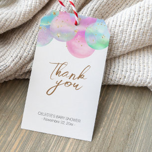 Farbenfrohe Regenbogenbläschen Kinderdusche Danke Geschenkanhänger