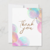Farbenfrohe Regenbogenbläschen Weiße Babydusche Dankeskarte (Vorderseite)
