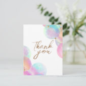 Farbenfrohe Regenbogenbläschen Weiße Babydusche Dankeskarte (Stehend Vorderseite)