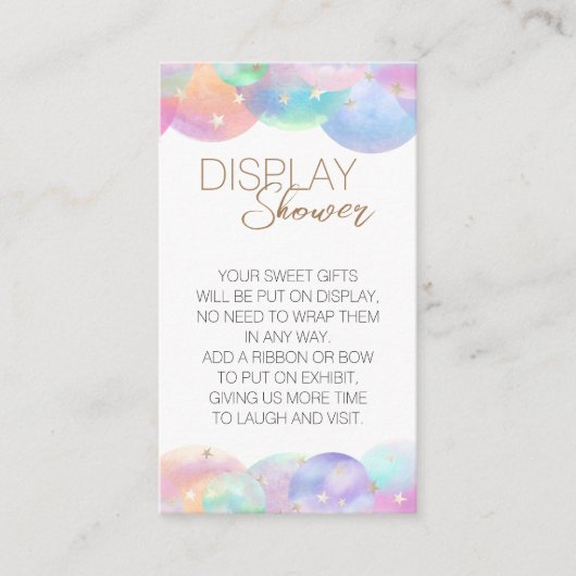 Farbenfrohe Regenbogenblase Babydusche Begleitkarte (Vorderseite)