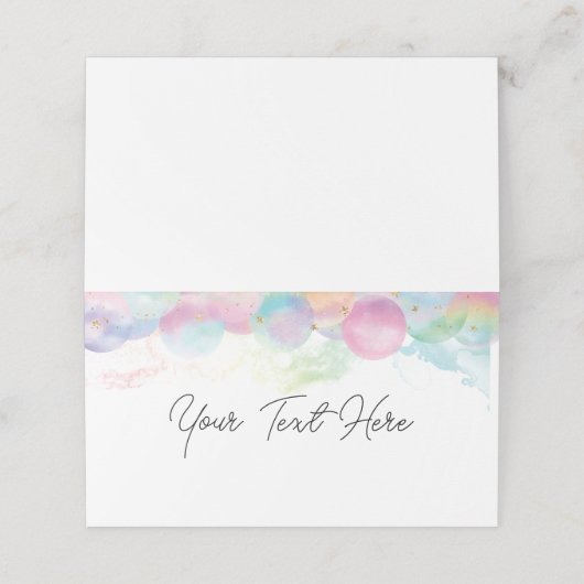 Farbenfrohe Regenbogenblase Platzkarte (Außenseite Aufgefaltet)