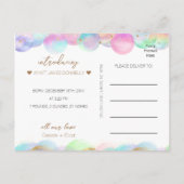 Farbenfrohe Regenbogenblasen Foto Geburtsankündigu Ankündigungspostkarte (Rückseite)