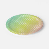 Farbenfrohe Regenbogenblasen Pappteller (Schrägansicht)