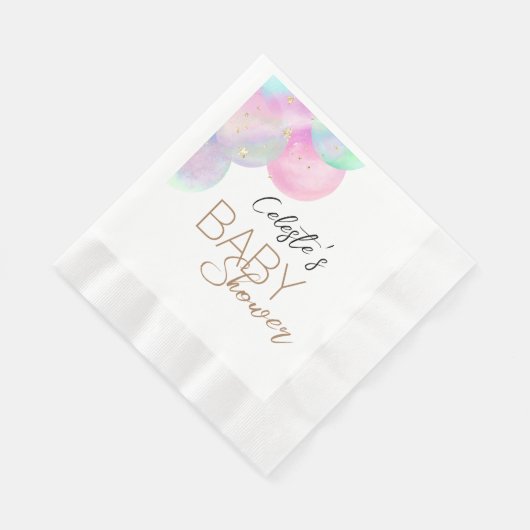 Farbenfrohe Regenbogenblasen Weiße Babydusche Napk Serviette (Ecke)