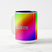 Farbenfrohe Regenbogenblende Diagonal Zweifarbige Tasse (Vorderseite Links)
