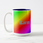 Farbenfrohe Regenbogenblende Diagonal Zweifarbige Tasse (Links)
