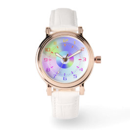 Farbenfrohe Regenbogenblende Gute Augen strahlend Armbanduhr