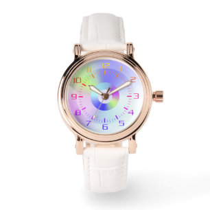 Farbenfrohe Regenbogenblende Gute Augen strahlend Armbanduhr