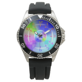 Farbenfrohe Regenbogenblende Gute Augen strahlend Armbanduhr