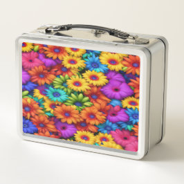 Farbenfrohe Regenbogenblume #22 - Metalldose Metall Brotdose