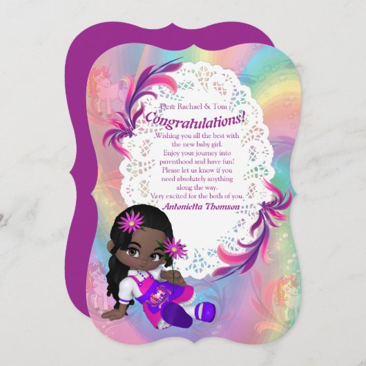 Farbenfrohe Regenbogenbrillen Kinderdusche Glückwu Einladung (Vorne/Hinten)