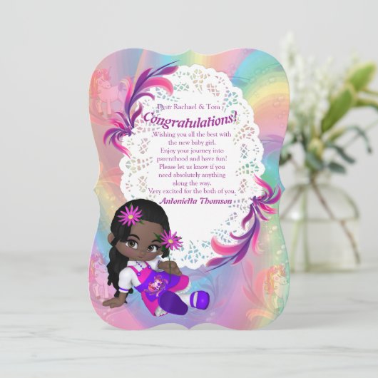 Farbenfrohe Regenbogenbrillen Kinderdusche Glückwu Einladung (Stehend Vorderseite)