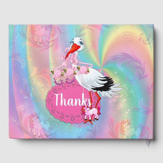 Farbenfrohe Regenbogenbrillen Kinderkuchen Süsse Gästebuch (Rückseite)