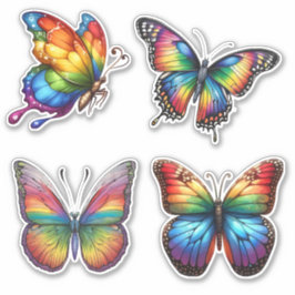 Farbenfrohe Regenbogenbutterfly-Set wasserdicht Aufkleber