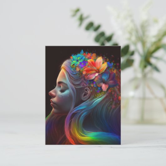 Farbenfrohe Regenbogenfairy Postkarte (Stehend Vorderseite)