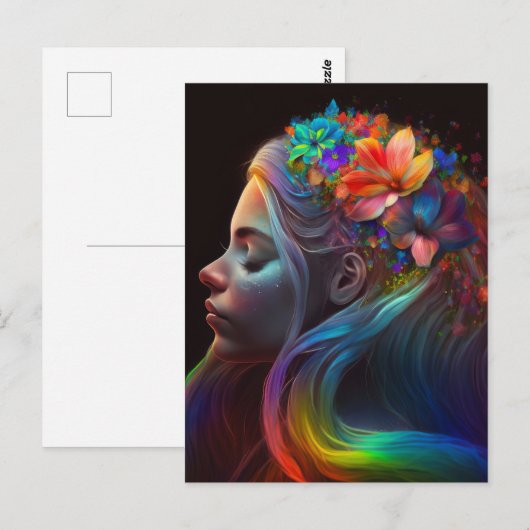 Farbenfrohe Regenbogenfairy Postkarte (Vorne/Hinten)