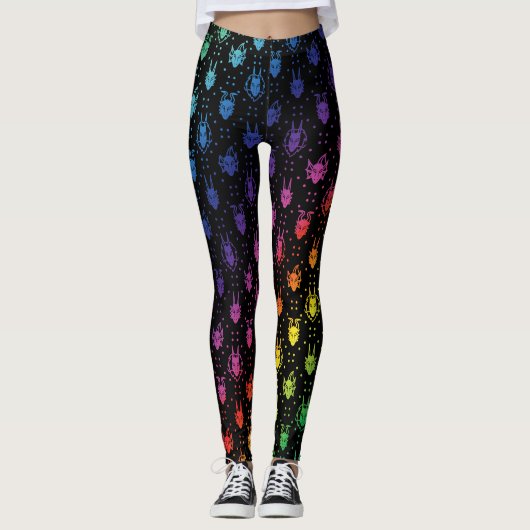 Farbenfrohe Regenbogenfantasy Dragon Quilmuster Leggings (Vorderseite)