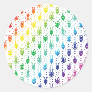 Farbenfrohe Regenbogenfantasy Dragon Quilmuster Runder Aufkleber