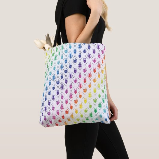 Farbenfrohe Regenbogenfantasy Dragon Quilmuster Tasche (Von Nahem)