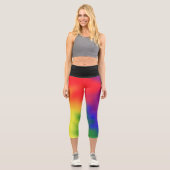 Farbenfrohe Regenbogenfarben Abstrakte Kunst Moder Capri Leggings (Vorderseite)