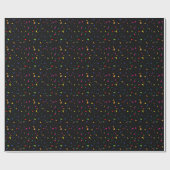Farbenfrohe Regenbogenfarben Confetti auf schwarz Geschenkpapier (Flach)