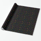 Farbenfrohe Regenbogenfarben Confetti auf schwarz Geschenkpapier (Ungerollt)
