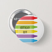 Farbenfrohe Regenbogenfarben Crayons Geburtstag Button (Vorne & Hinten)