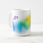 Farbenfrohe Regenbogenfarben Elegante Monogramm-Vo Kaffeetasse (Vorderseite Links)
