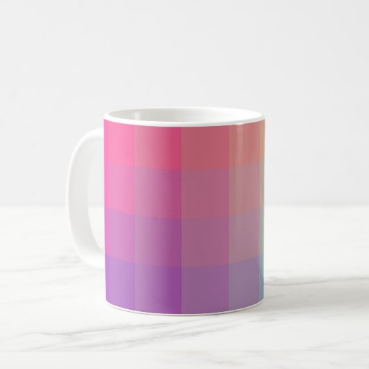 Farbenfrohe Regenbogenfarben glänzendes Design Kaffeetasse (Vorderseite Links)