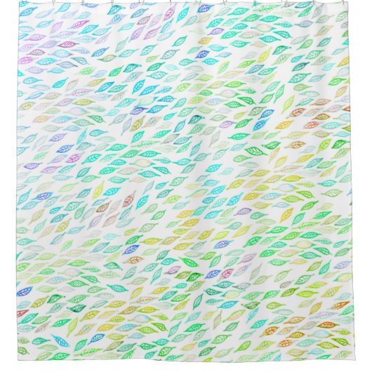 Farbenfrohe Regenbogenfarben Leaf Federmuster Duschvorhang (Vorderseite)