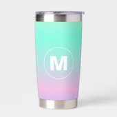 Farbenfrohe Regenbogenfarben-Monogramm Thermobecher (Links)