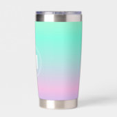 Farbenfrohe Regenbogenfarben-Monogramm Thermobecher (Rückseite)