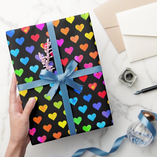 Farbenfrohe Regenbogenfarben Muster Stripmuster Geschenkpapier (Schenken)
