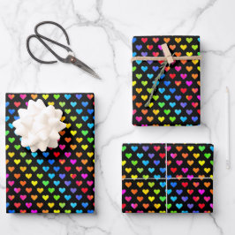 Farbenfrohe Regenbogenfarben Muster Stripmuster Geschenkpapier Set