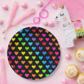 Farbenfrohe Regenbogenfarben Muster Stripmuster Pappteller (Party)