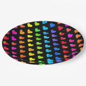 Farbenfrohe Regenbogenfarben Muster Stripmuster Pappteller (Schrägansicht)