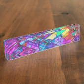 Farbenfrohe Regenbogenfarben Namensplakette (Seite)