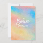 Farbenfrohe Regenbogenfarben Oh Babies Duschvorhan Einladung (Rückseite)