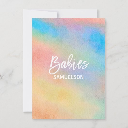 Farbenfrohe Regenbogenfarben Oh Babies Duschvorhan Einladung (Rückseite)