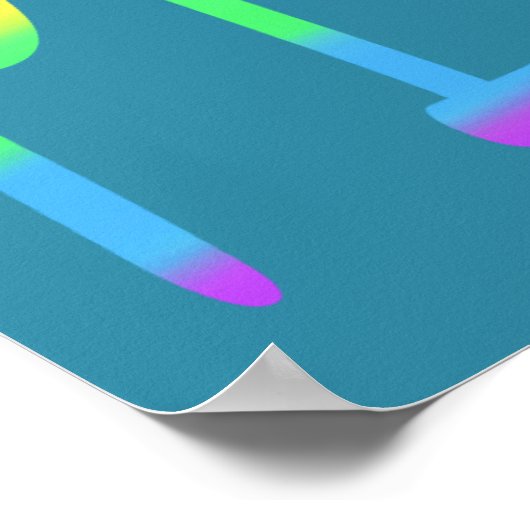 Farbenfrohe Regenbogenfarben Peace Word Poster (Ecke)