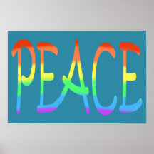 Farbenfrohe Regenbogenfarben Peace Word Poster